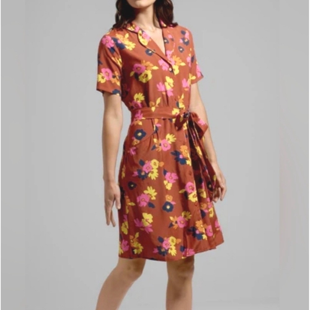 ModCloth Floral Going Out and About Shirt Dress mini Retro Large